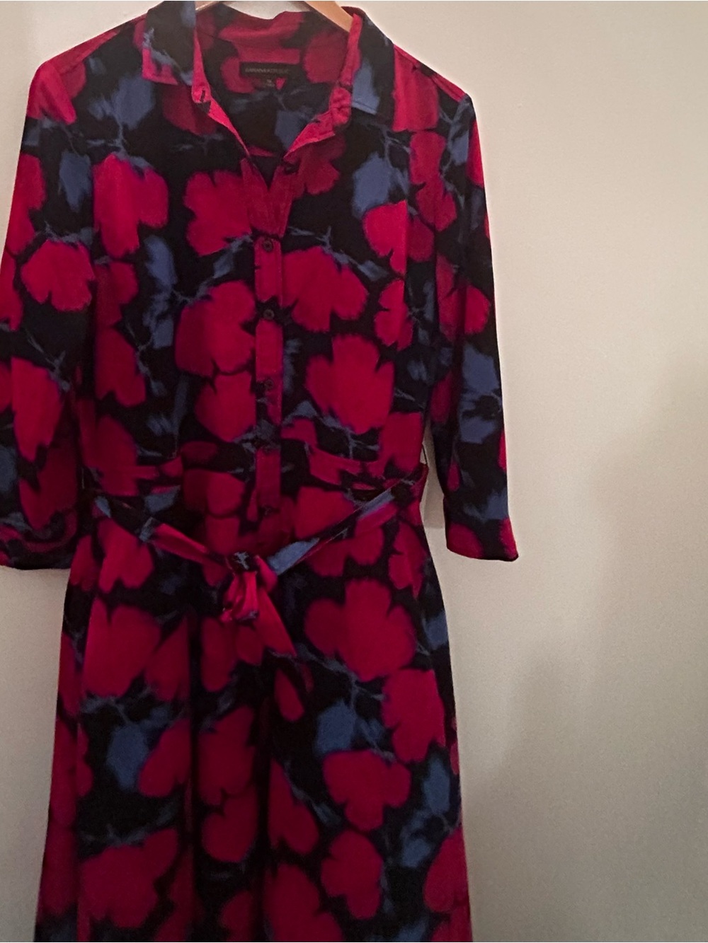 Banana Republic Fuchsia and Blue Floral Shirt Maxi Dress - Picture 3 of 7
